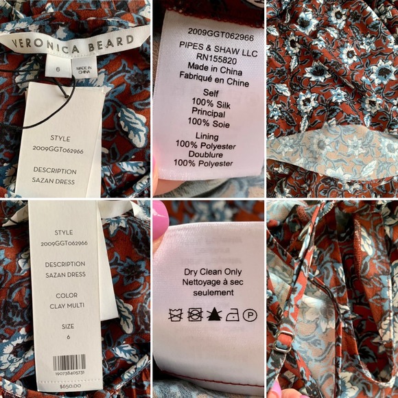 Veronica Beard Sazan Runway Asymmetric Ruffled Silk Chiffon Midi Dress Size 6 - Picture 12 of 13